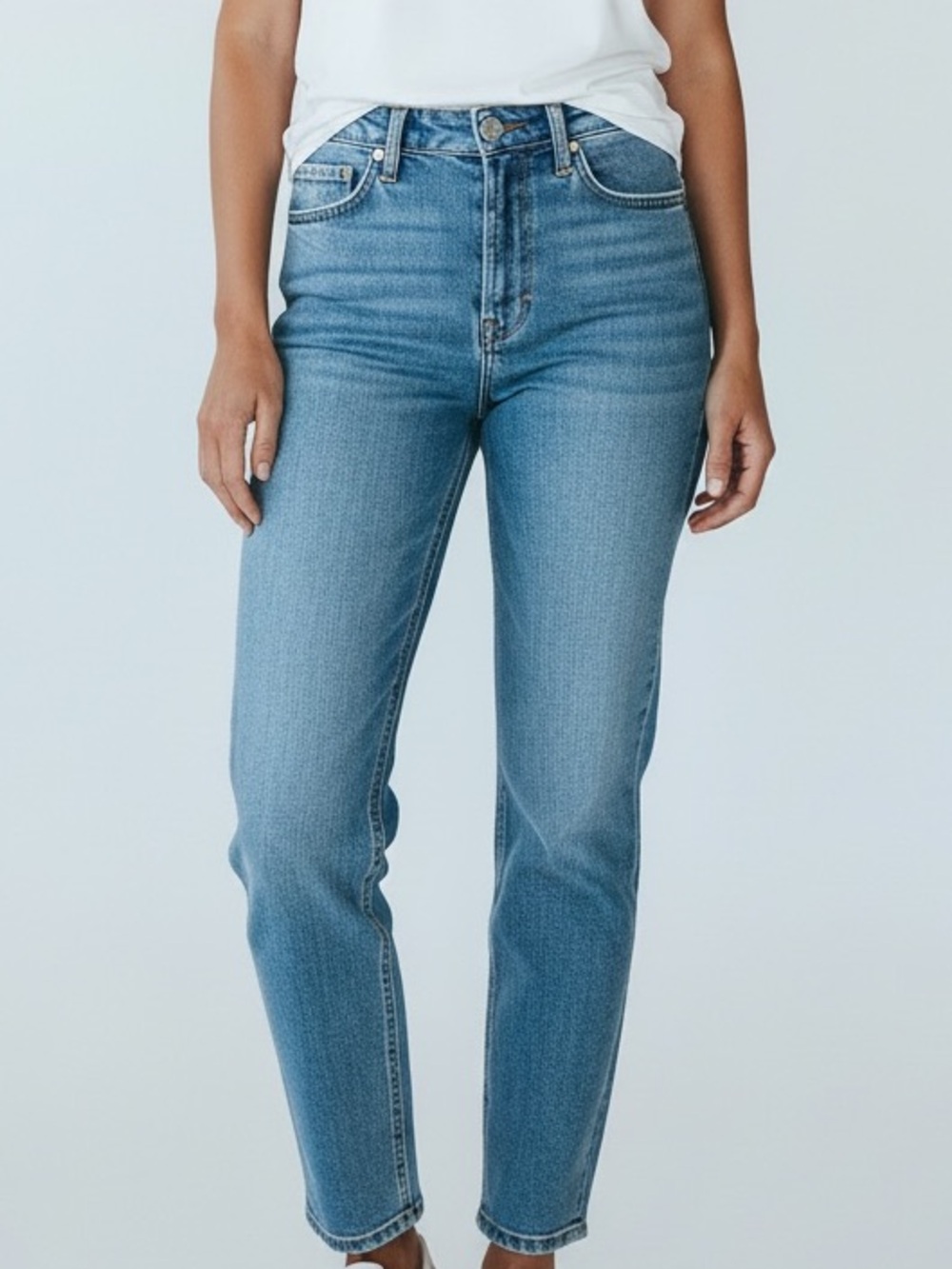 Jessica Simpson High-Rise Straight Leg Jeans - Light Blue Denim